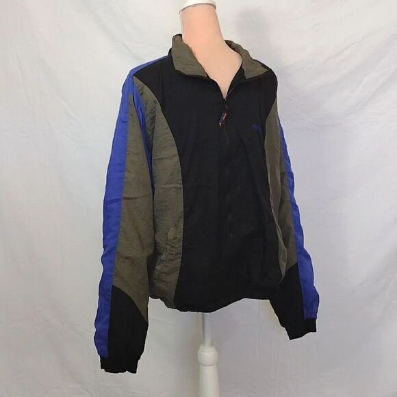 VTG 90's Brooks Black Grey Colorblock Nylon Unisex Jacket Men's Medium - Picture 6 of 16